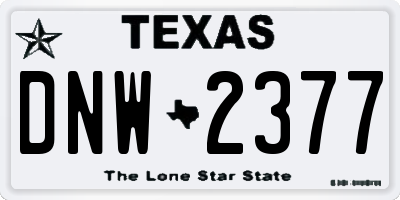 TX license plate DNW2377