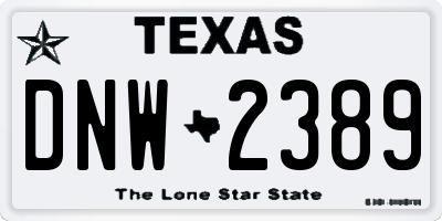 TX license plate DNW2389