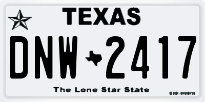 TX license plate DNW2417