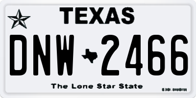 TX license plate DNW2466
