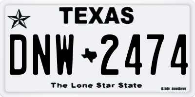 TX license plate DNW2474