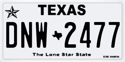 TX license plate DNW2477