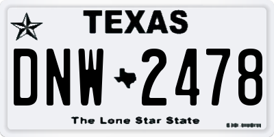 TX license plate DNW2478