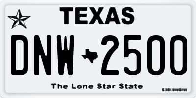 TX license plate DNW2500