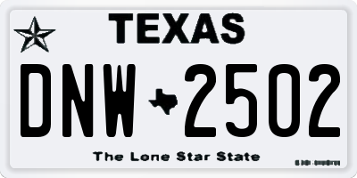 TX license plate DNW2502