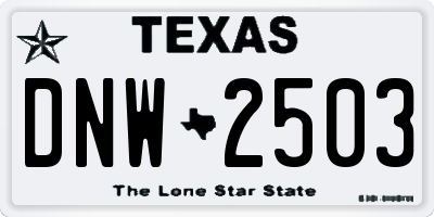 TX license plate DNW2503
