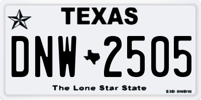TX license plate DNW2505