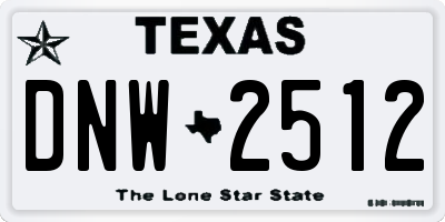 TX license plate DNW2512