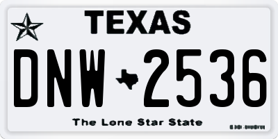 TX license plate DNW2536