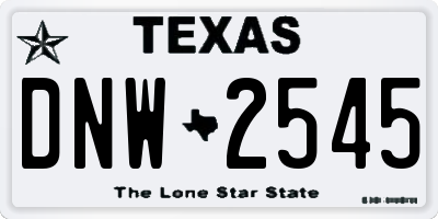 TX license plate DNW2545