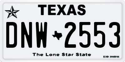 TX license plate DNW2553