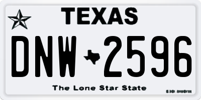 TX license plate DNW2596