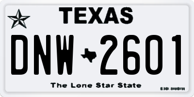 TX license plate DNW2601