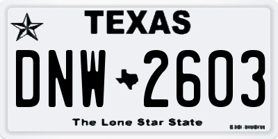 TX license plate DNW2603