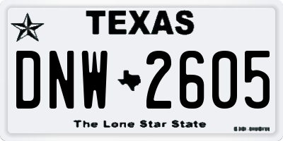 TX license plate DNW2605