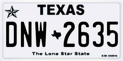 TX license plate DNW2635