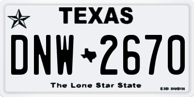 TX license plate DNW2670