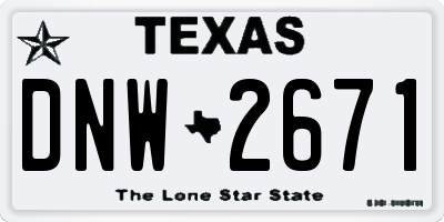 TX license plate DNW2671