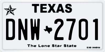 TX license plate DNW2701
