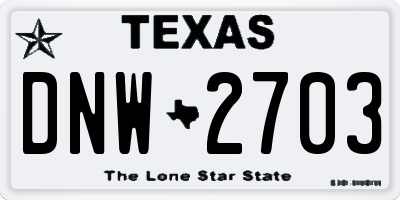TX license plate DNW2703