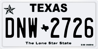 TX license plate DNW2726