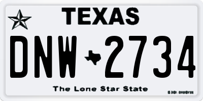 TX license plate DNW2734