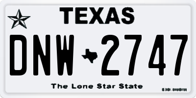 TX license plate DNW2747