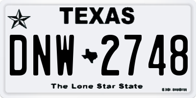 TX license plate DNW2748