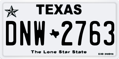 TX license plate DNW2763