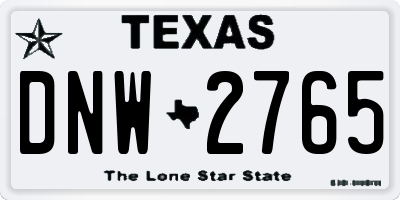 TX license plate DNW2765