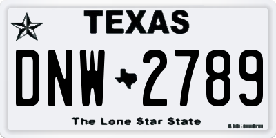 TX license plate DNW2789
