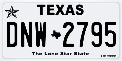 TX license plate DNW2795