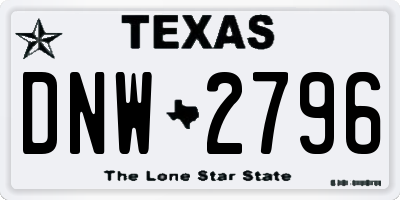 TX license plate DNW2796