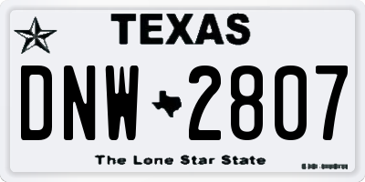 TX license plate DNW2807