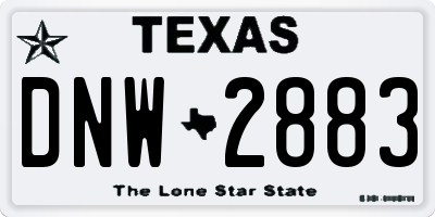TX license plate DNW2883
