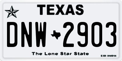 TX license plate DNW2903