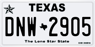 TX license plate DNW2905
