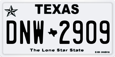 TX license plate DNW2909