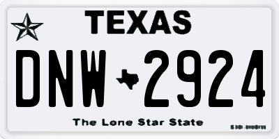 TX license plate DNW2924