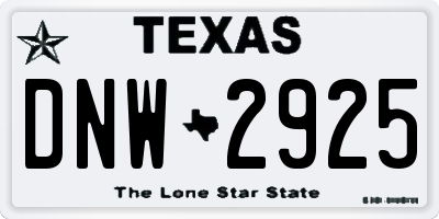 TX license plate DNW2925