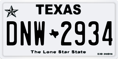 TX license plate DNW2934