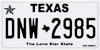 TX license plate DNW2985