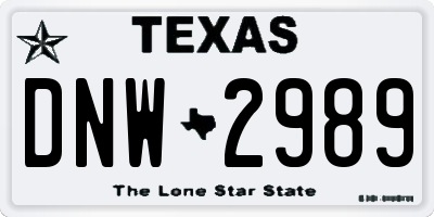 TX license plate DNW2989