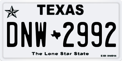 TX license plate DNW2992
