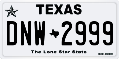 TX license plate DNW2999