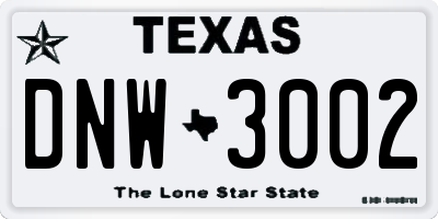 TX license plate DNW3002