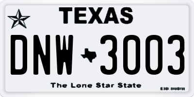 TX license plate DNW3003