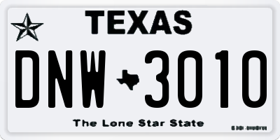 TX license plate DNW3010