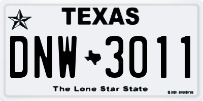 TX license plate DNW3011