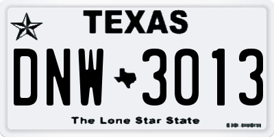 TX license plate DNW3013